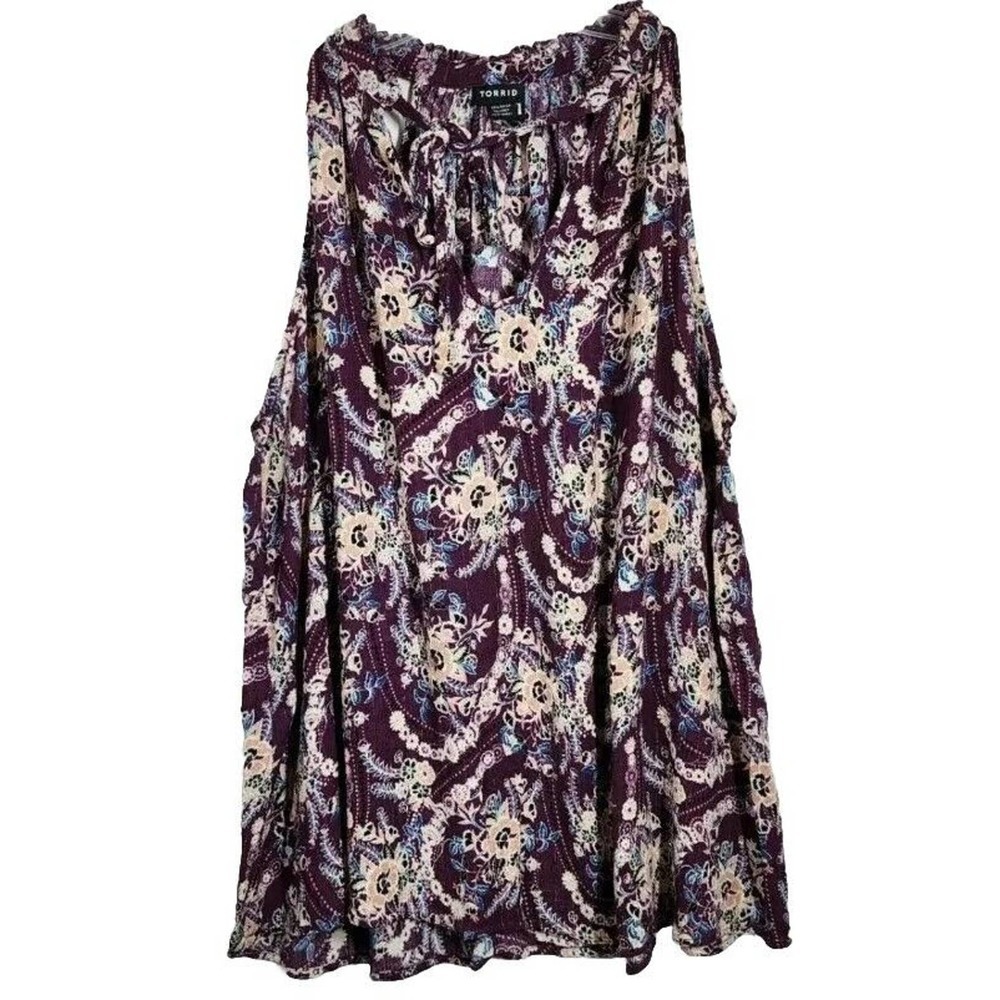 Torrid Purple Sleeveless Ruffled Blouse